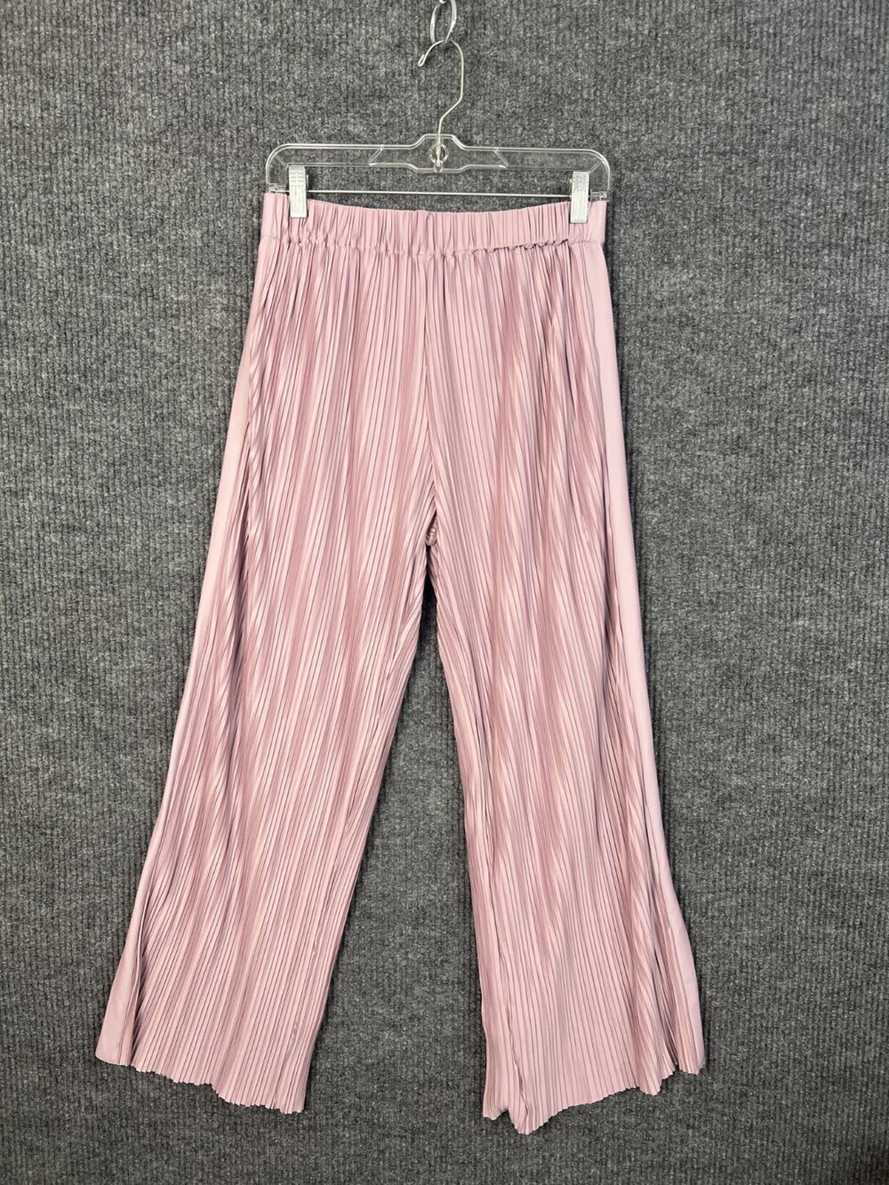 Atlein X RTR Atlein Mauve Plisse Pants Womens 4 Pull On Pleated Wide Leg